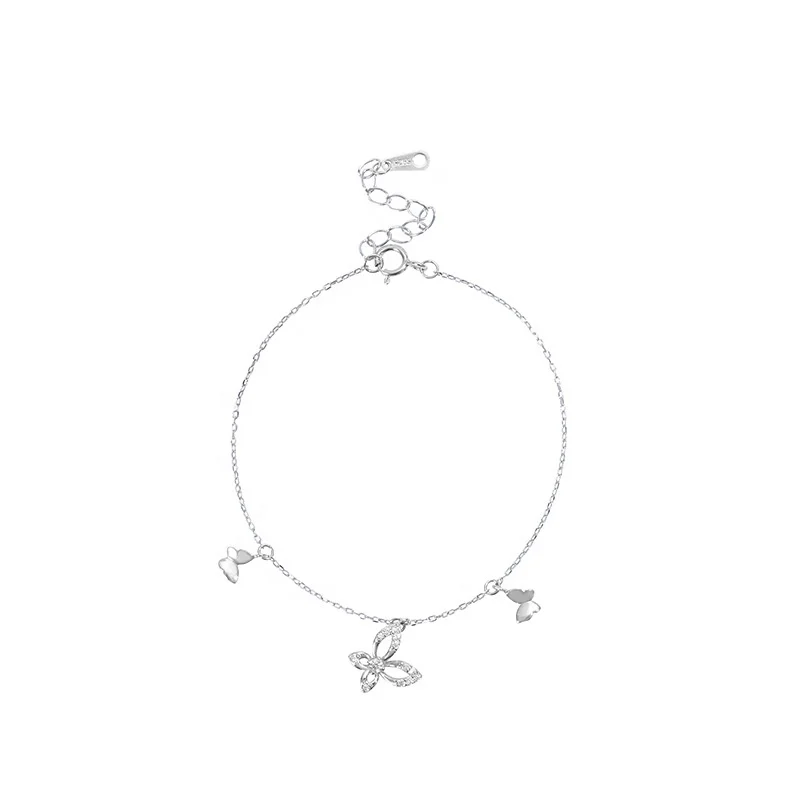 

Three Pcs Butterfly Pendant Lovely AAA-AA Cubic Zirconia Women 925 Sterling Silver Butterfly Bracelet, White