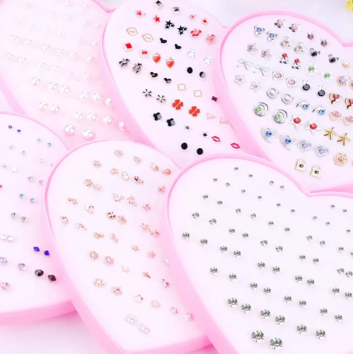 

Plastic Heart Stud Earrings Set Simple Wholesale Hypoallergenic Earrings For Women, Mix