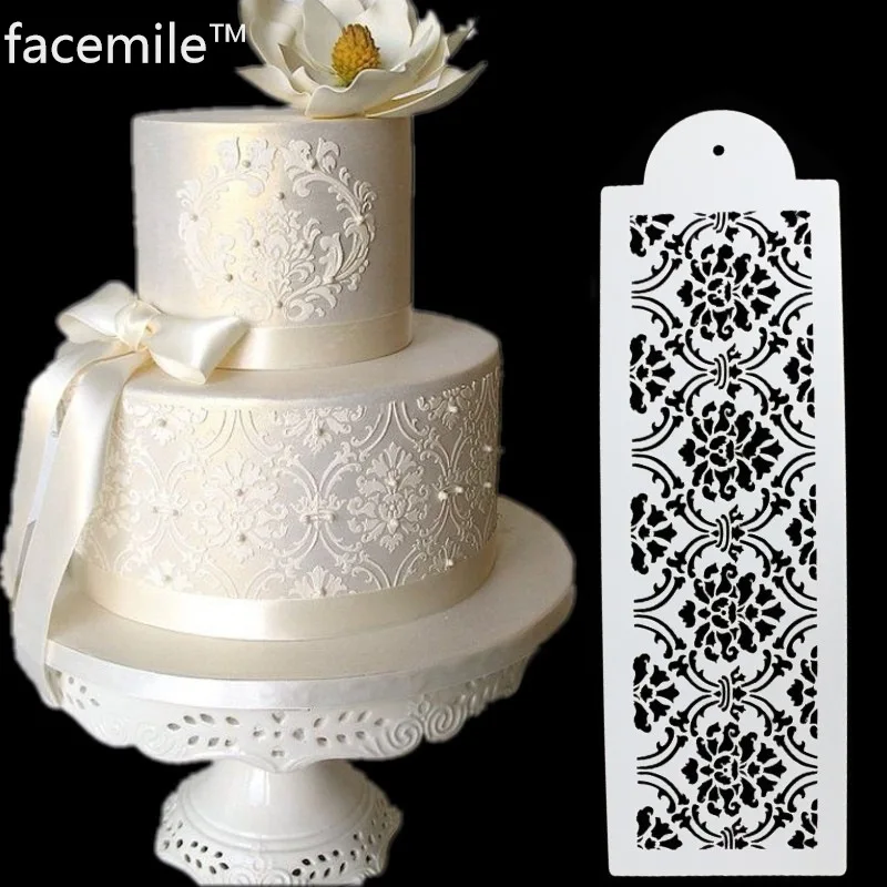

Xin Bowen cake spray mold fondant hollow template 4 with lace cake embossing mold, As picture