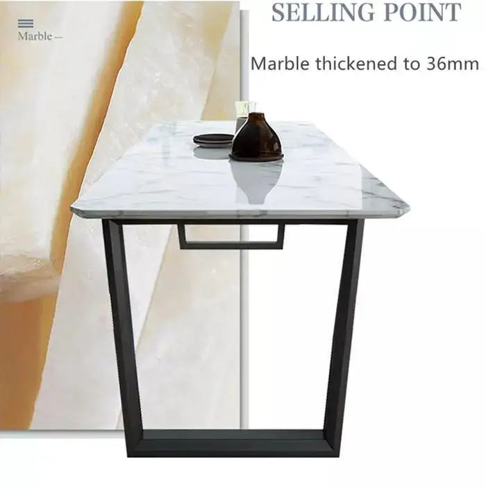 Nordic modern wrought small apartment marble rectangle dining table