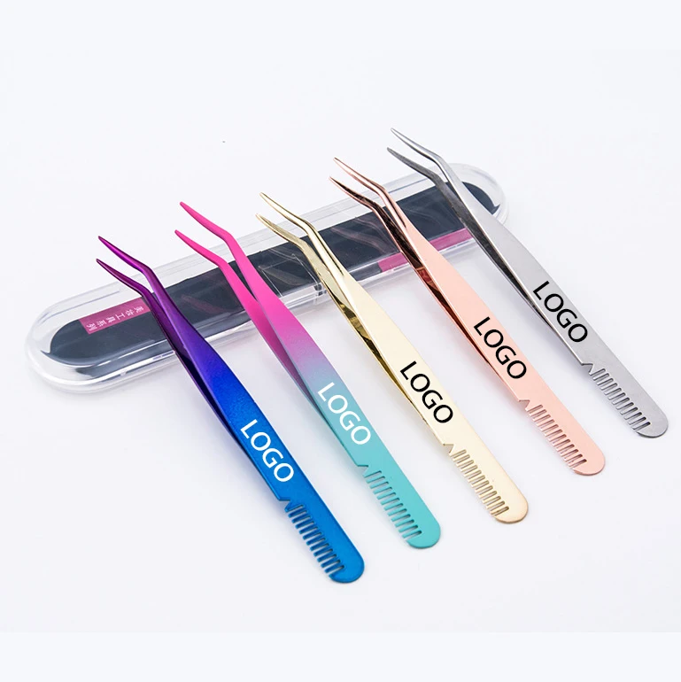 

Double Use Tweezer Brush Eyelash Nipper Eyebrow Tweezer With Comb Hair Removal Clip Tweezers For Beauty, Colors