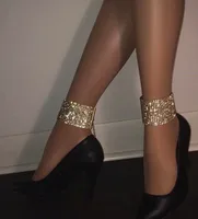 

Fashion Shinny Multilayer Crystal Rhinestone Stretch Ankle Elastic Gold Silver Flash Diamond Anklets For Women