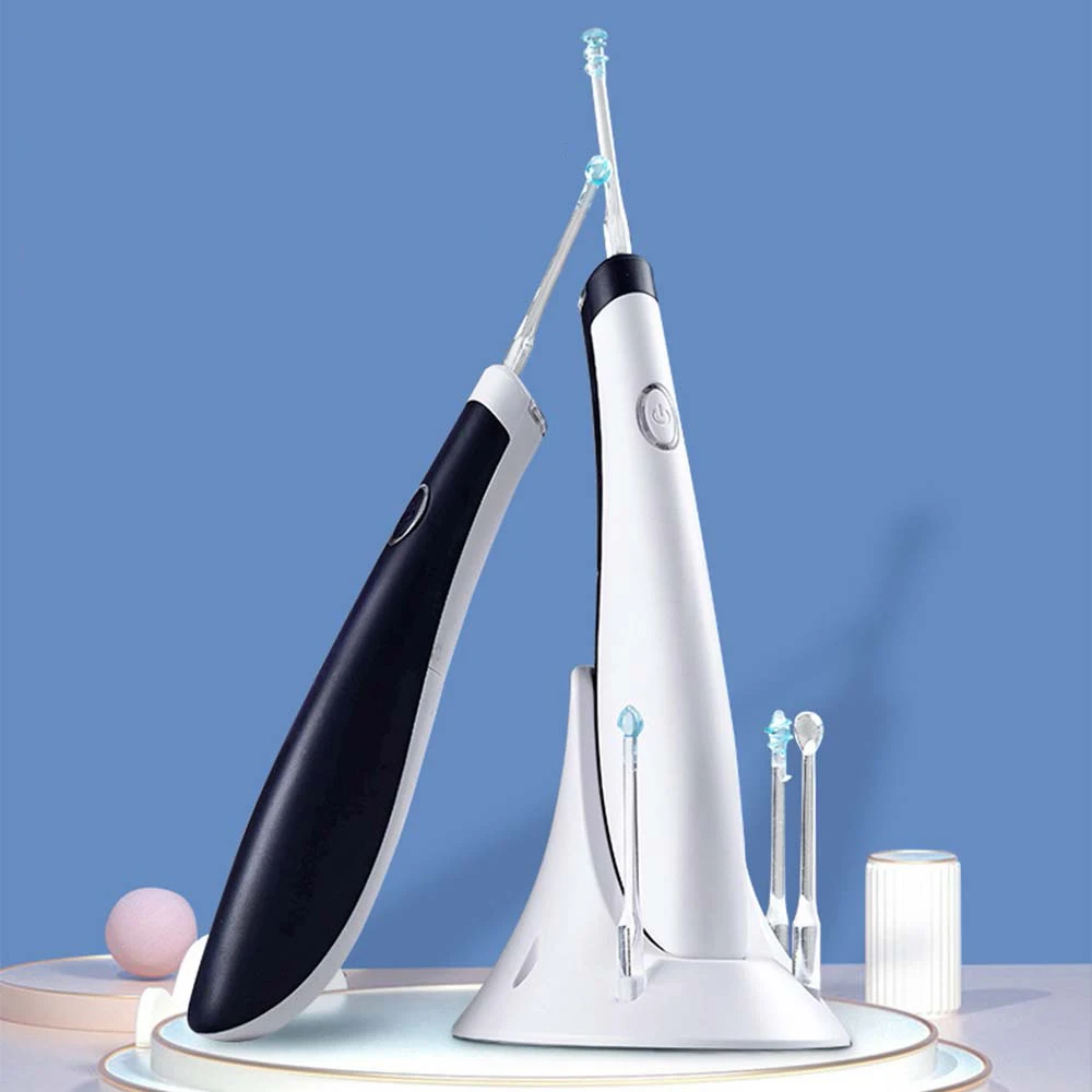 

5 in 1 Electronic Ear Wax Cleaner Smart Removal Soft Spiral Swab Ear wax Removal Tool Safe Set, Black,white