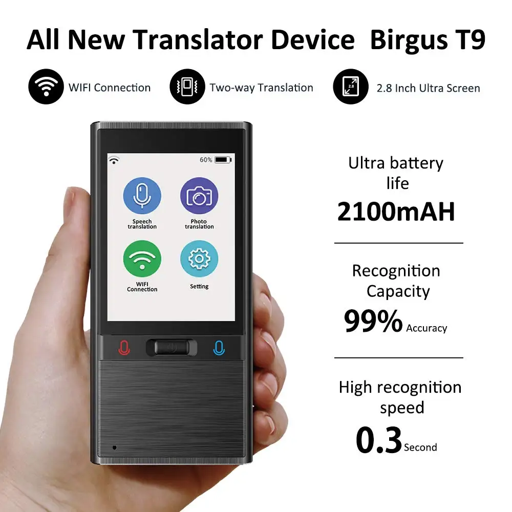 New Design Smart Artificial Intelligence Translator Wifi 106 Languages