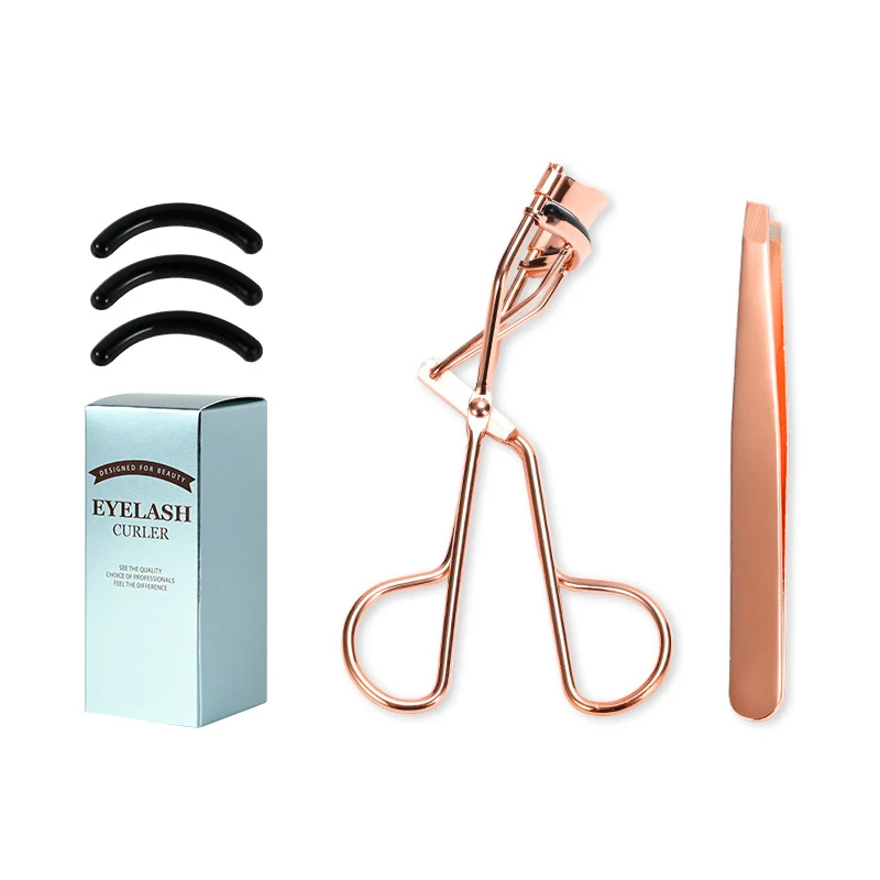 

FOCSTAR Eyelash Curler Applicators and Eyebrow Tweezers Set, Silver, black, rose gold