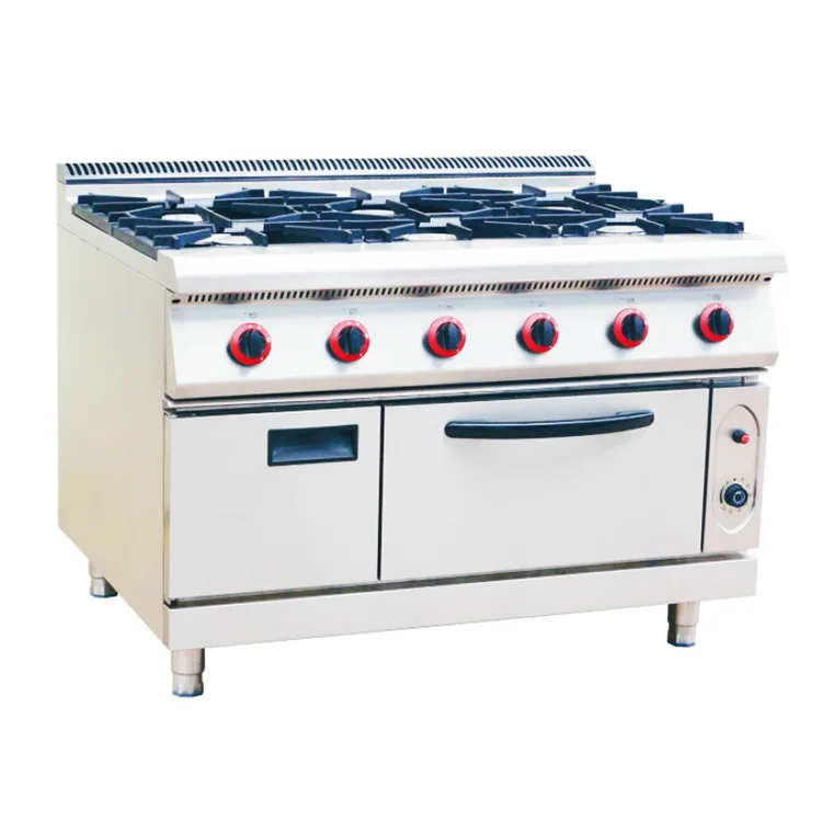 Hotel Restaurant Kitchen Commercial Cooking Equipment 6 Burner Gas Stove Cooker