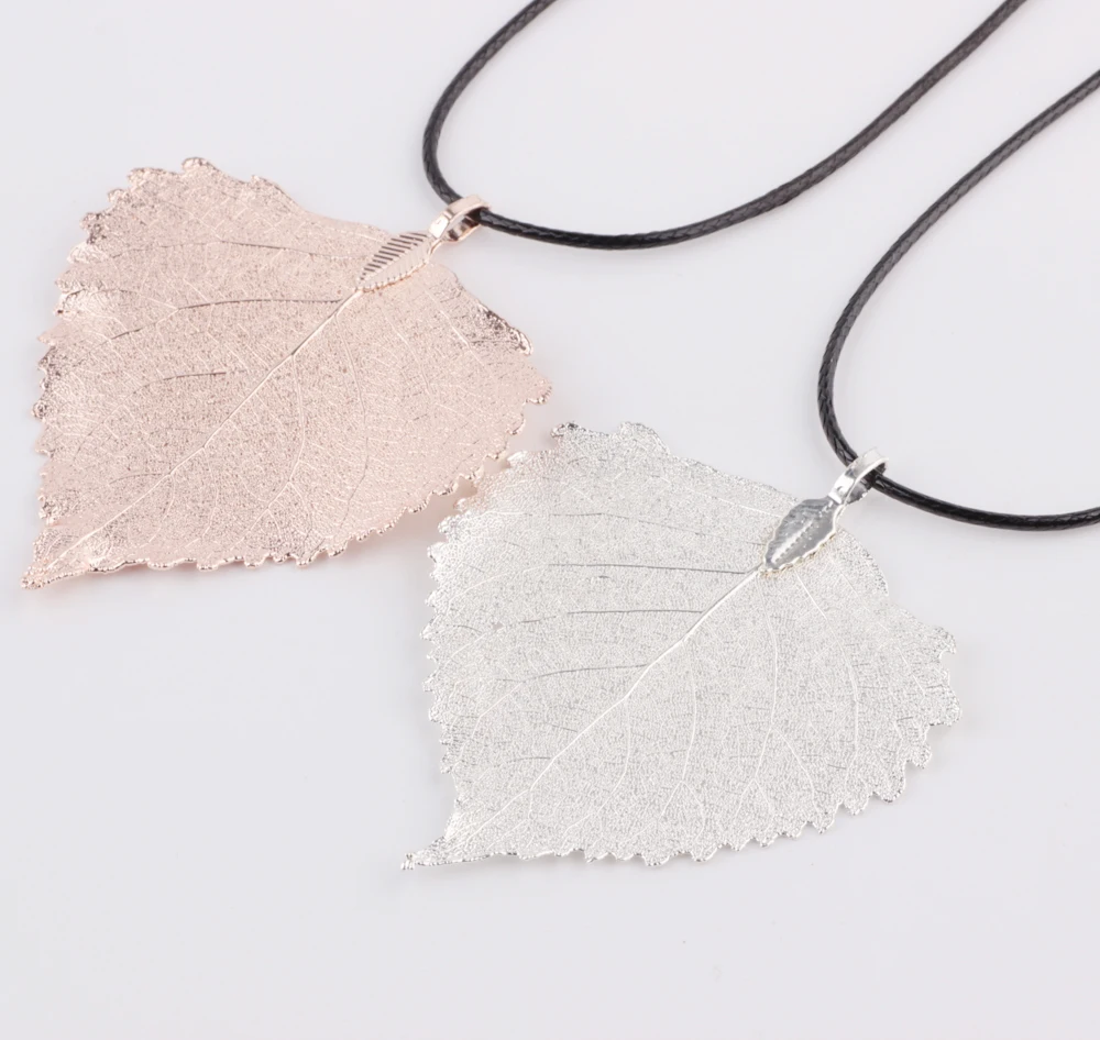 

Fashion Latest Design Real Leaf Rose Gold Metal Jewelry Sets Necklace Choker Pendant For Women