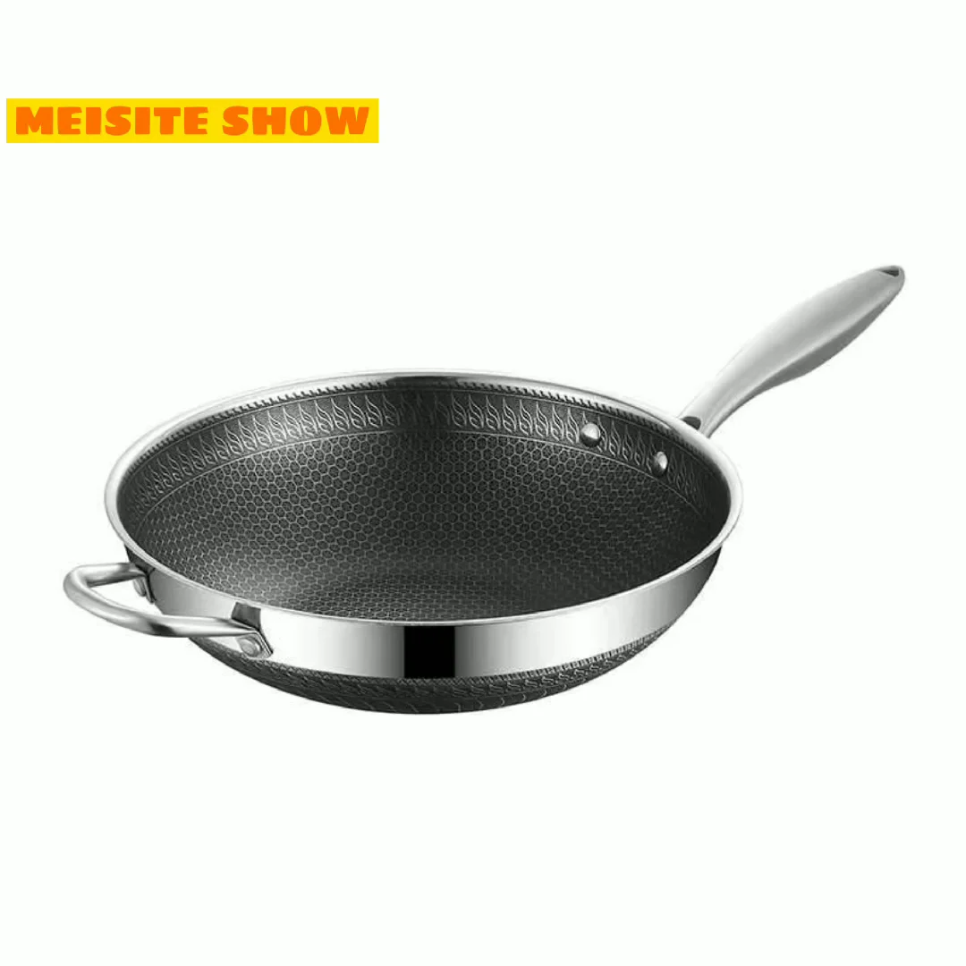 Buy 34cm 304 Stainless Steel Cooking Pan Non-stick Honeycomb Frying Pan  With Two Handles from Guangdong Meisite Daily Necessities Co.,Ltd, China