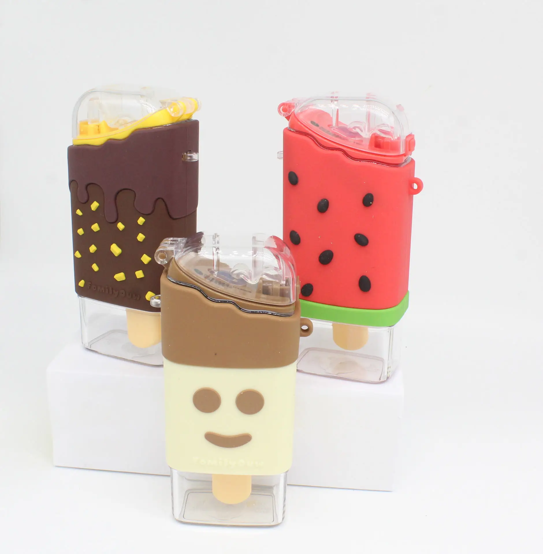 

Ice cream kids cute outdoor portable hotselling plastic water bottles with straw