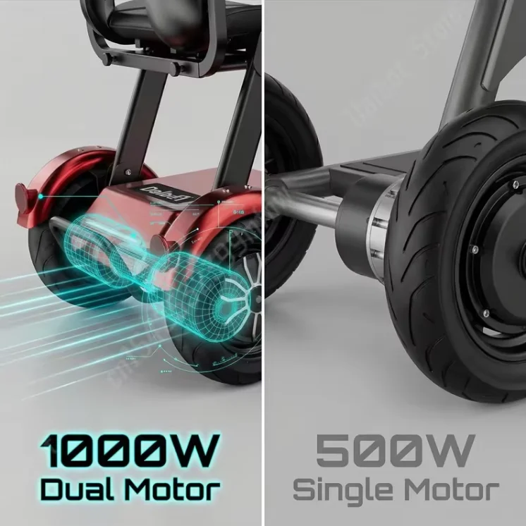 Folding 3-Wheel Electric Tricycle 500W 48V Removable Battery Preassembled for Adults Seniors Disabled Family, US & EU Stock