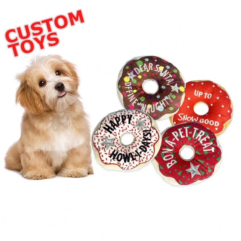 

wholesale 2023 donut eco friendly durable interactive indestructable Christmas squeaky plush pet dog toys