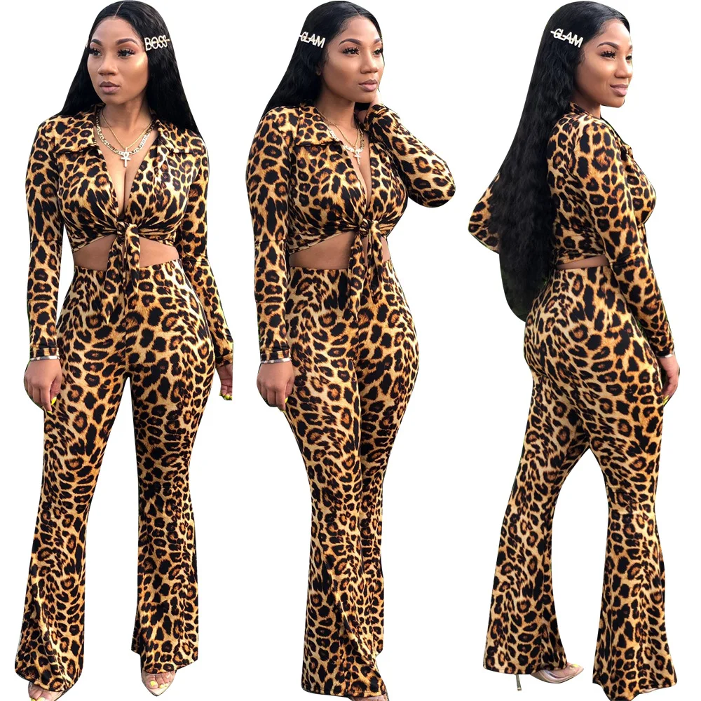 

European and American women's hot-selling hot-selling leopard print two-piece suit 5259, Picture