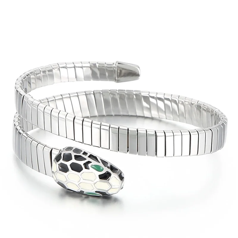 

Kalen Spring Snake Adjustable Cuff Bangle Women's Charm Stainless Steel Bracelet Wholesale