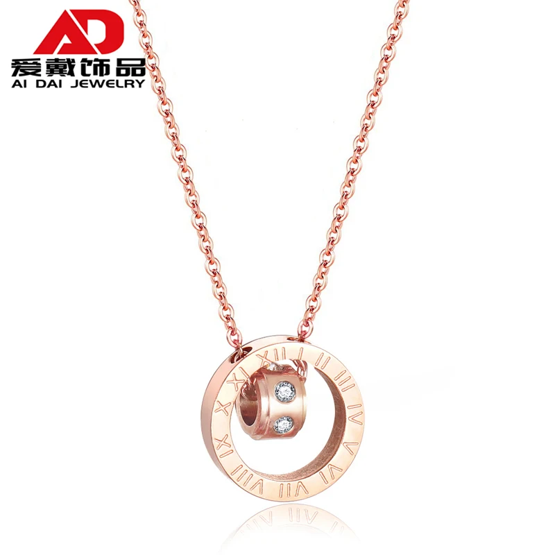 

Titanium steel rose gold Roman numeral delicate clavicle chain necklace women