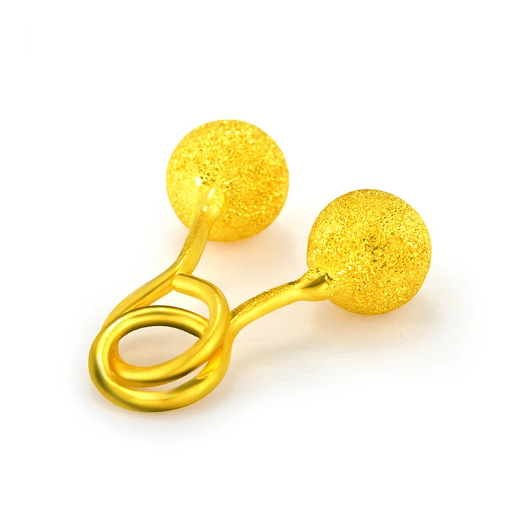 

Certified Pure Gold 9999 Ladies' Fortune Planet Gold Stud Earrings Sand Ball Ear Hooks For Girlfriend