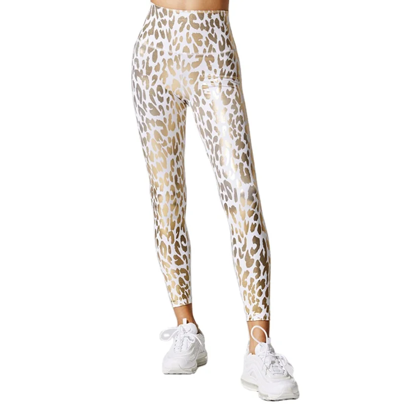 

2021 new arrivals summer womens leggings high waist leopard print hip lifting gym tight stretch print yoga pants