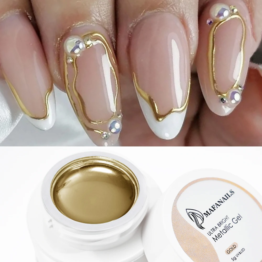 5ml Gold Sliver Metallic Liner Gel Nail Polish French Style Super Bright Mirror Pull Line Graffiti Painting Stripe Gel