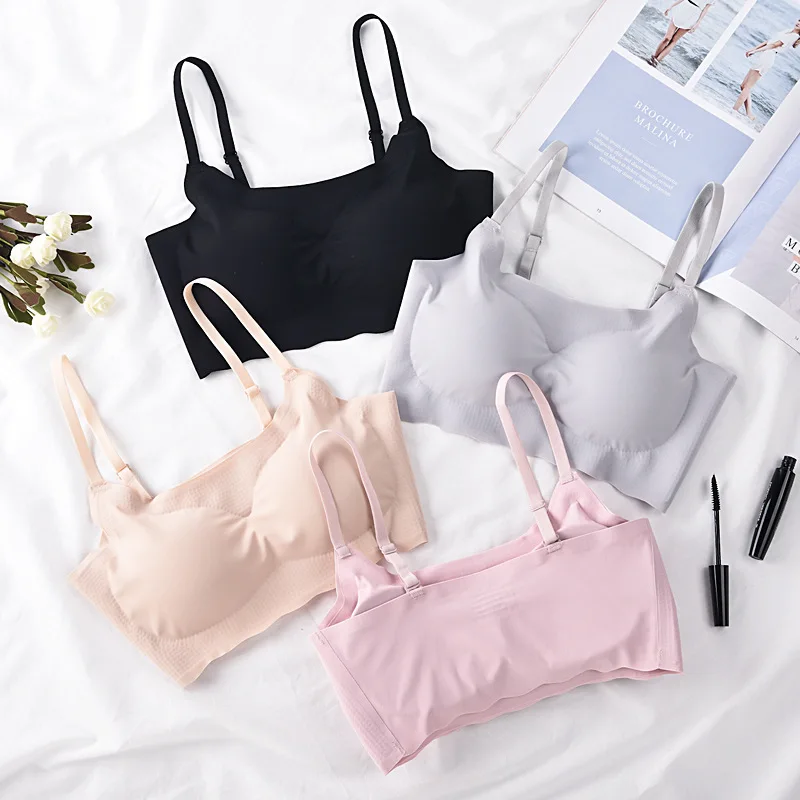 

Japanese Kissy Bra Women Pure Color Balconette Bra Wireless Removable Padded Bralette