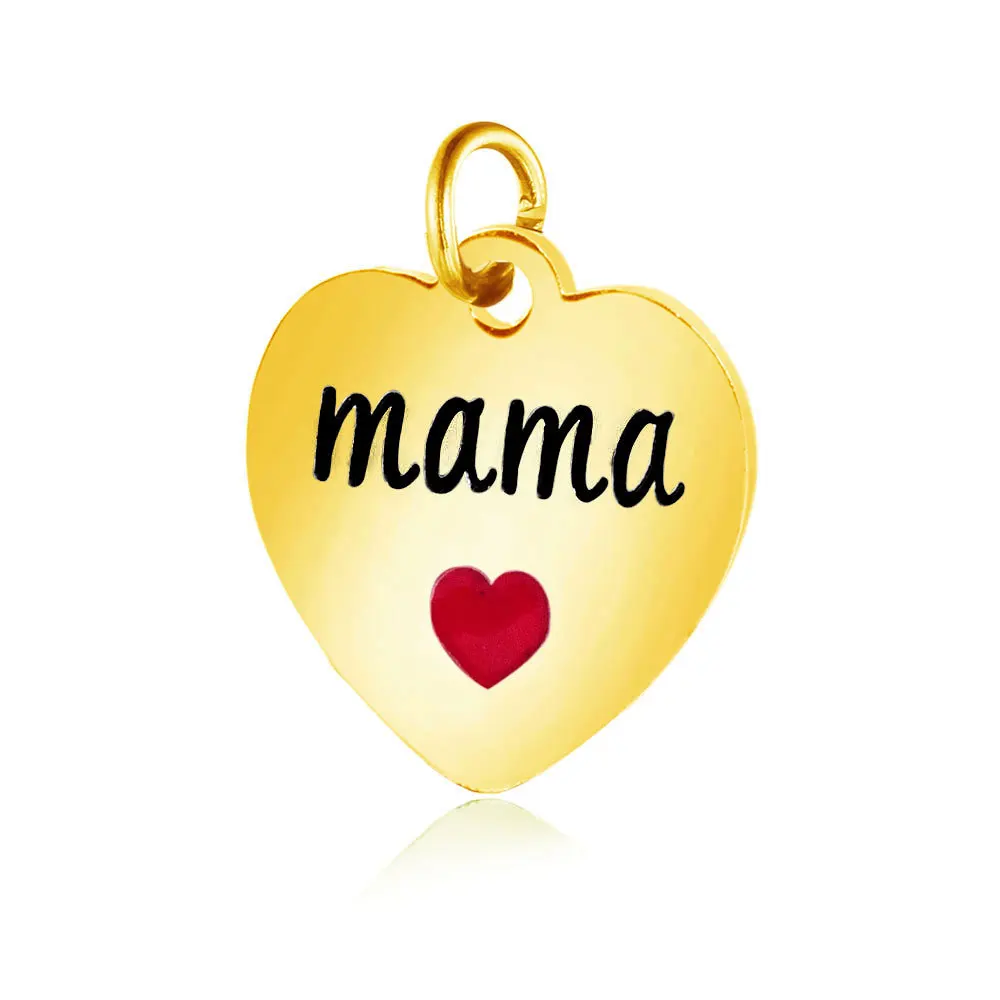

Mother's Day Stainless Steel Letter MAMA Enamelled Heart Charm Jewelry Findings Accessories Making For Diy Jewelry Making