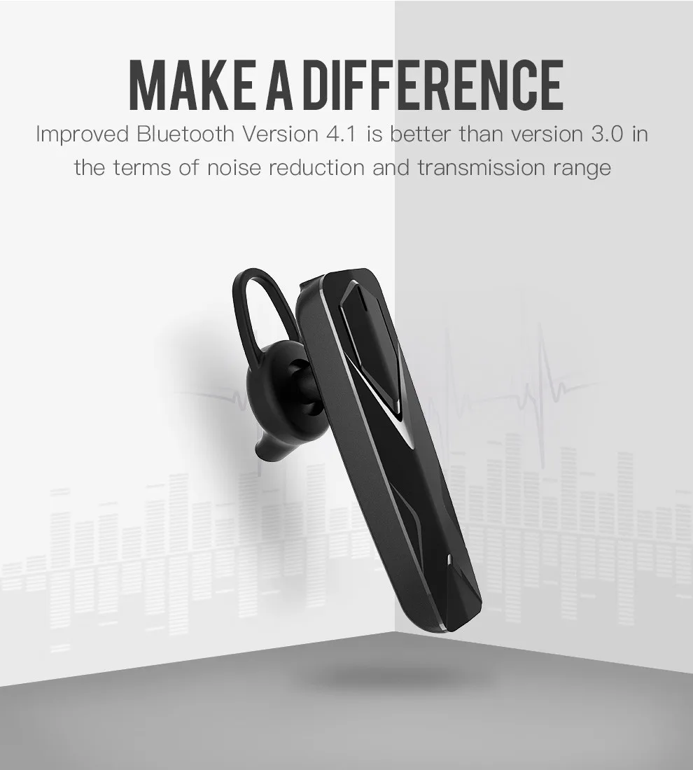 Bluetooth Headset Wireless Earpiece V4.1 HandsFree Business Earphone with Mic for Business Office Driving - ANKUX.COM