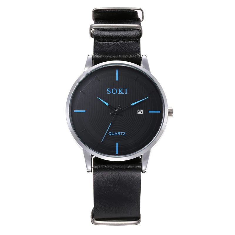 

Hot Selling Men Business Automatic Calendar Analog Watch Fashion Leather Strap Clock Men's Quartz Watches