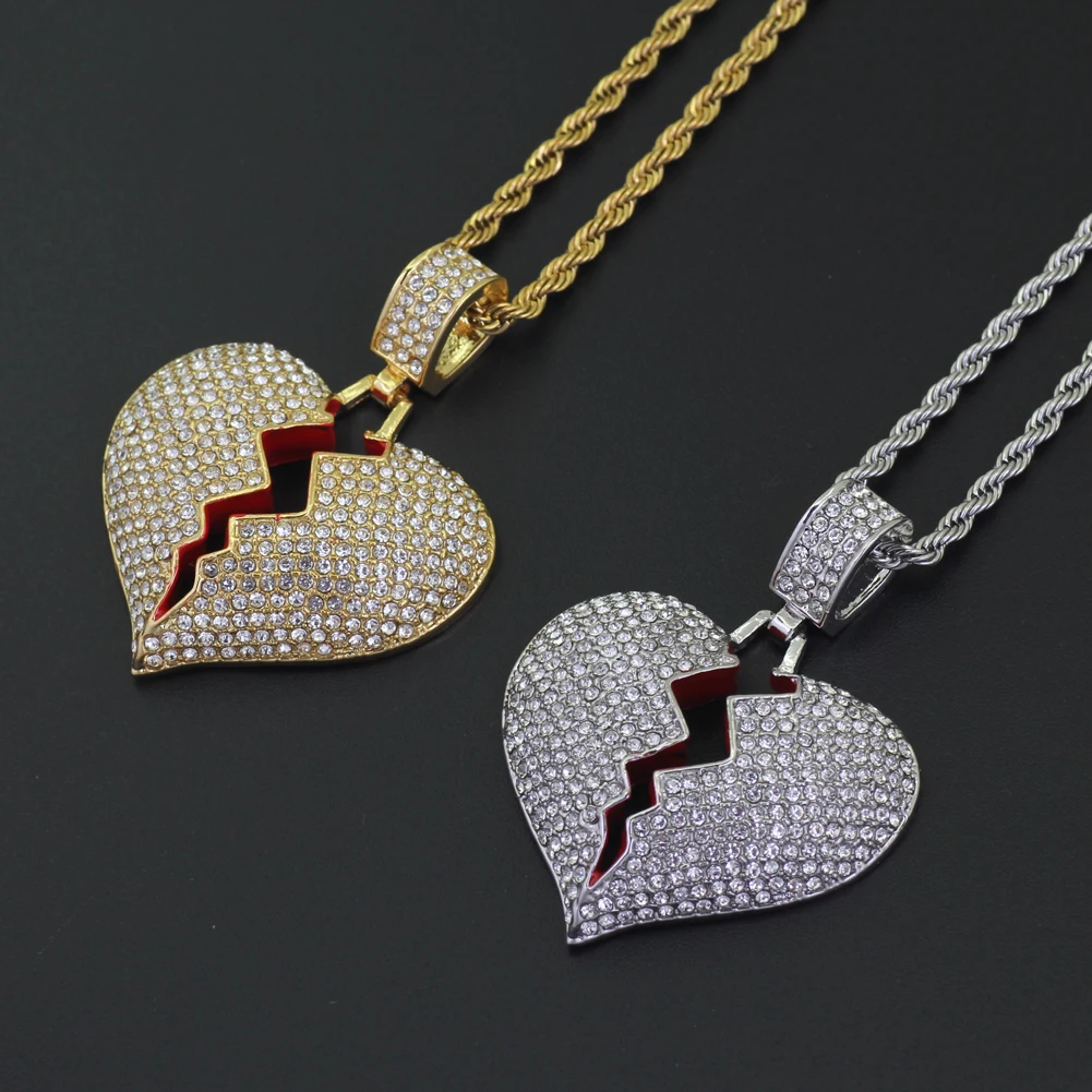 

TUNKALL N307 Alloy heart Pendant With Rope Chain Men's Fashion Jewelry Hip Hop Necklace