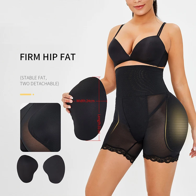 

Plus Size Body Shaper Butt Lift Panties High Waisted Tummy Control Shorts Padded Hips and Buttock Panties, Black, can be customerized