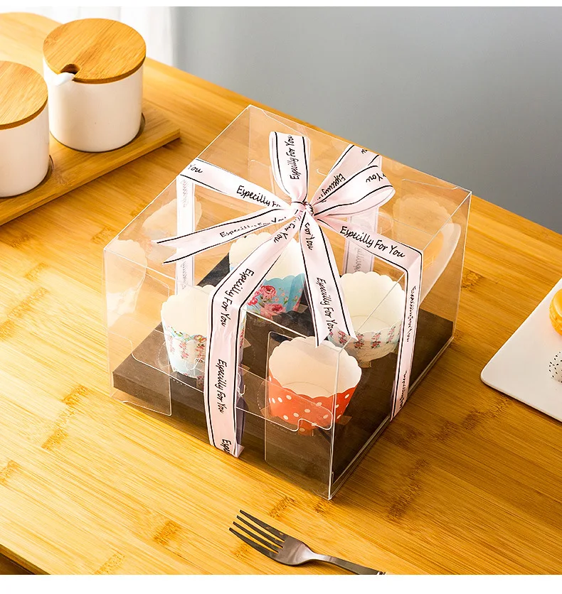 

Cake Lace Paper Cup Transparent Plastic Custom Portable Cake Box Cupcake Box