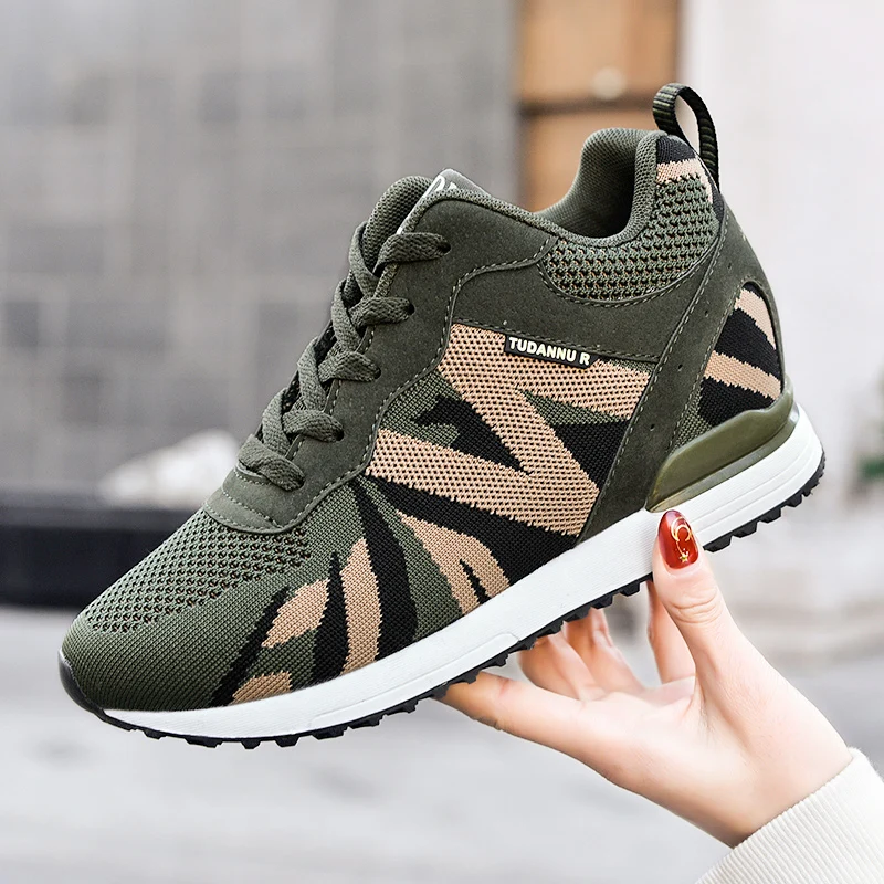

7cm height increase casual high heel sneakers women