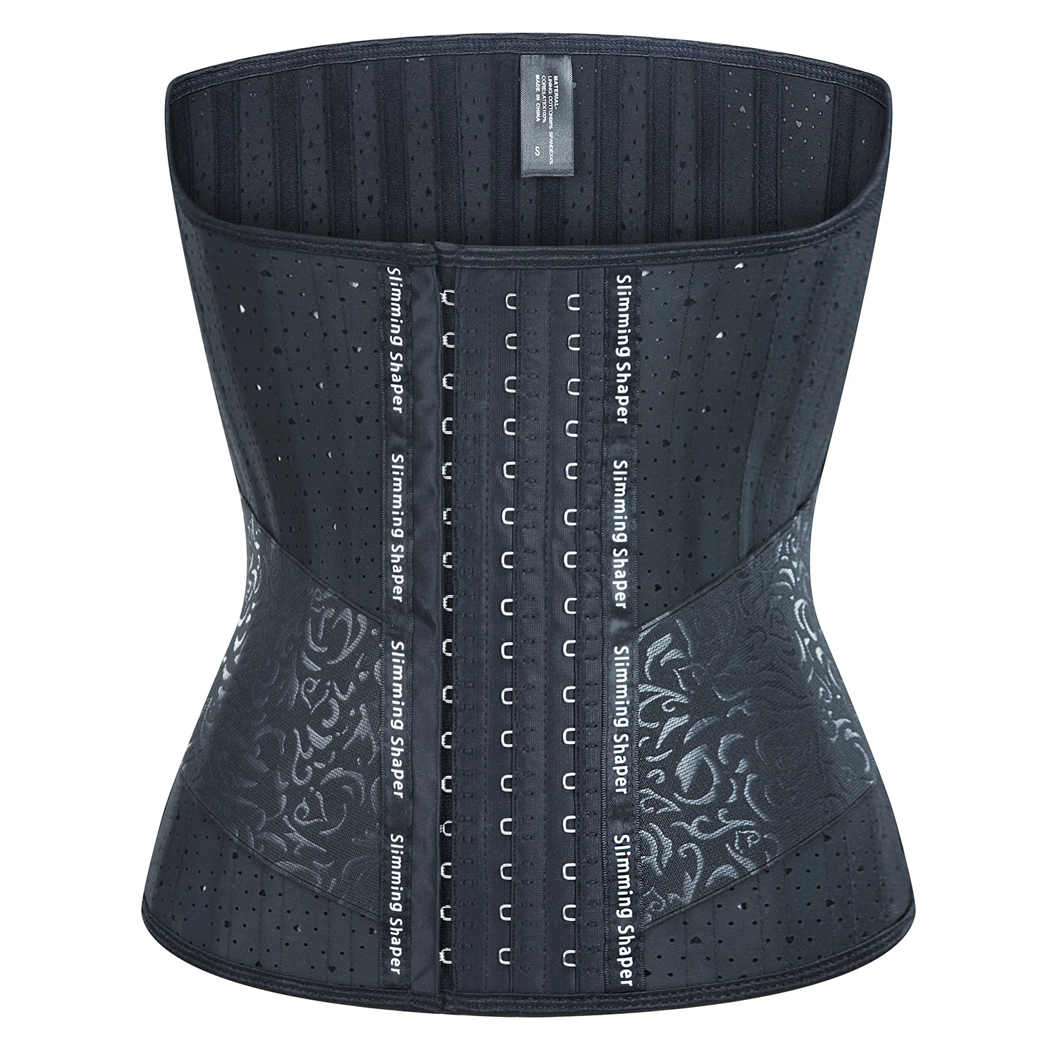 

New Design Women Slimming Waist Trainer Corset for Waist Trimmer with holes and hooks, Black skin
