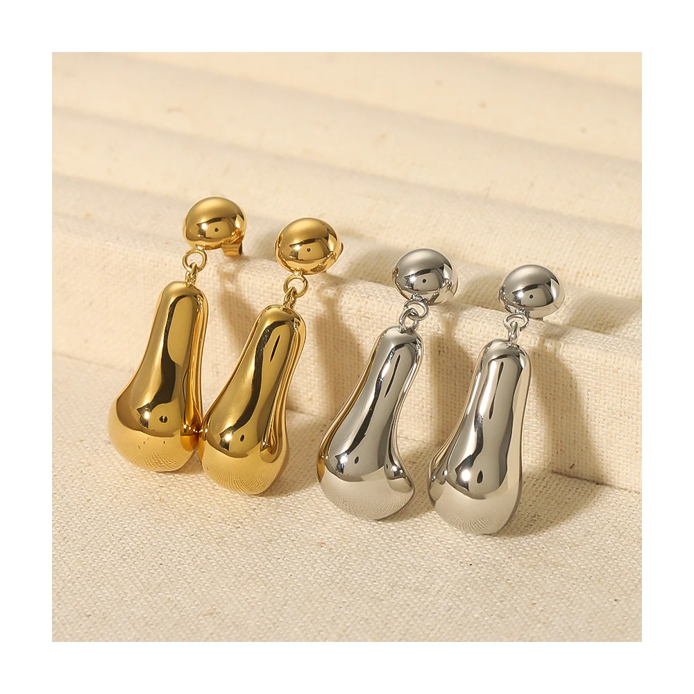 

French Design Vintage Stainless Steel High Quality Water Drop Dangling Women Earrings Waterproof Jewelry