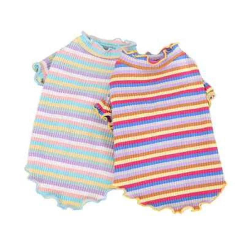 

Colorful Striped Cotton Pet Clothes, Red/green