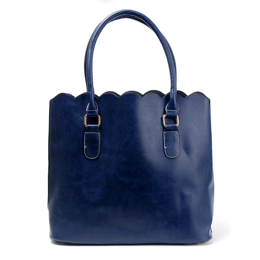 

Wholesale 2021 fashion Shoulder Bag Scalloped Wave Pocket Handbags Shoulder bag Women Hangbag Small PU Bucket Bag, 5 colors