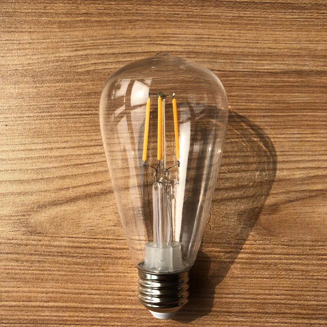 热卖装饰led灯丝透明塑料灯泡st64 4w