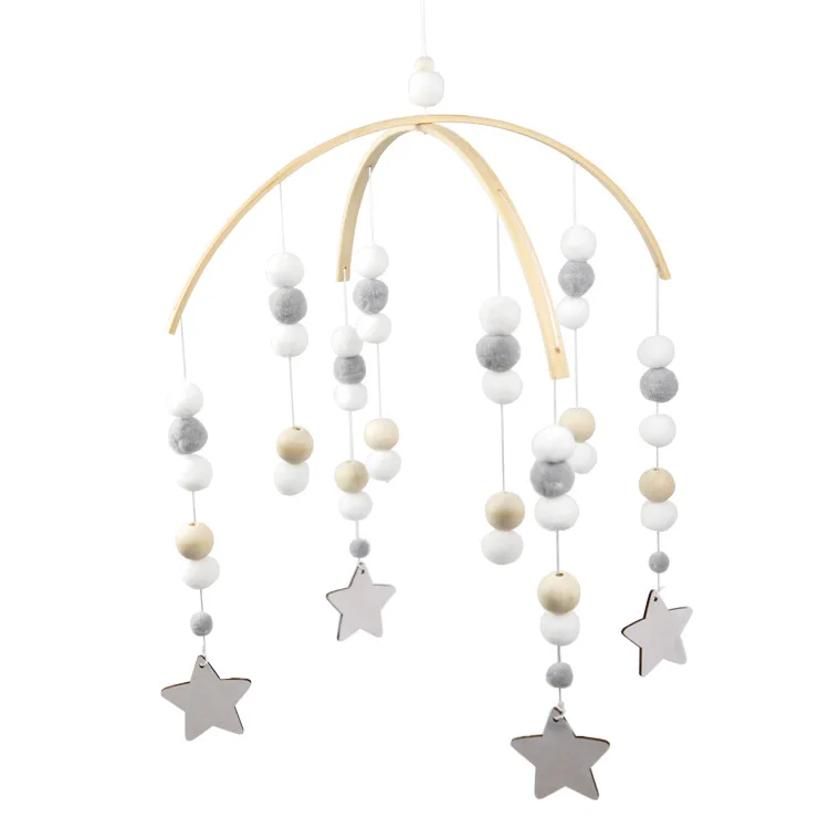 

Nordic style wooden beads baby mobile hanger Nursery room bed hanging Felt Mobiles for Crib, 7 colors pls refer description