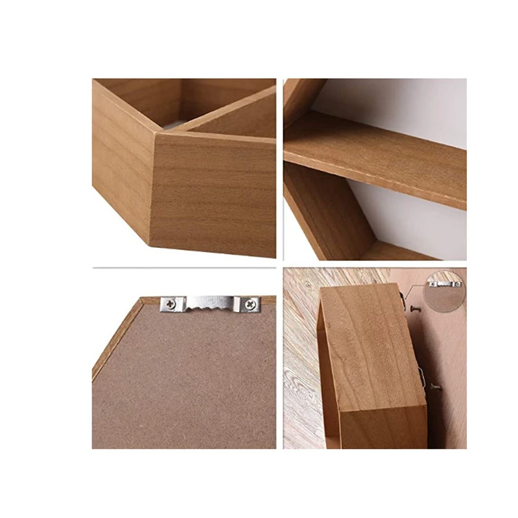  wall mounted hexagonal floating shelves