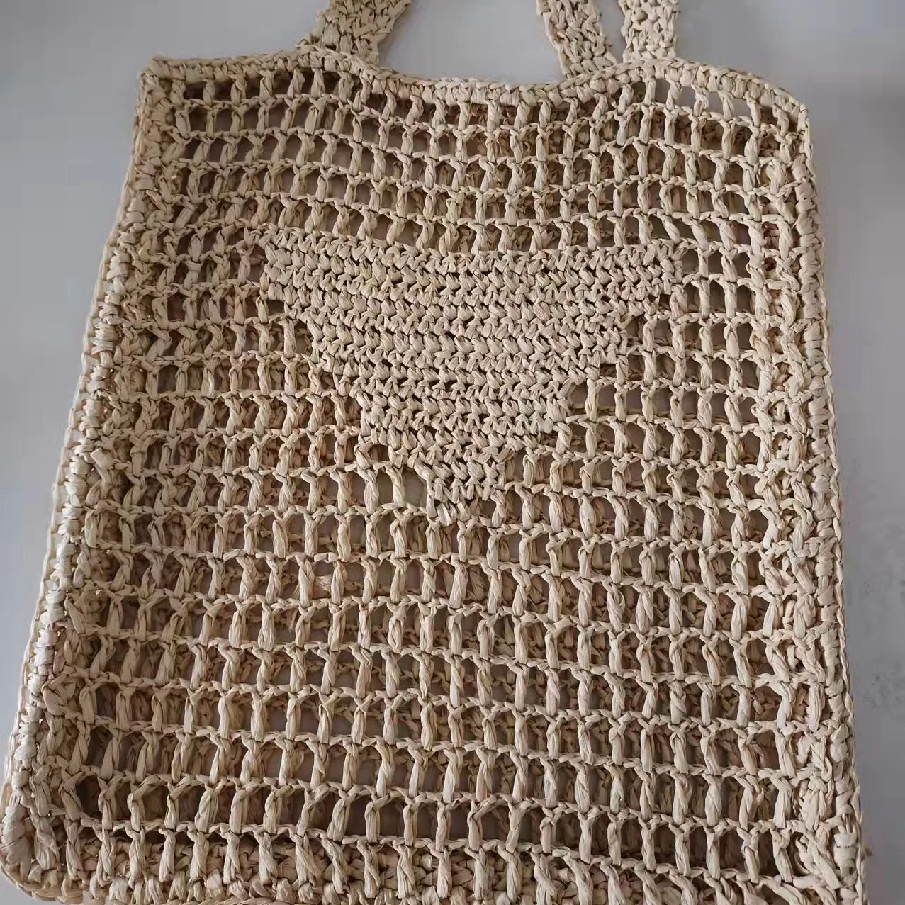 

Wholesale customized logo Large Capacity Paper Rope Raffia straw tote shoulder handbag Polyester bag paper straw beach bag