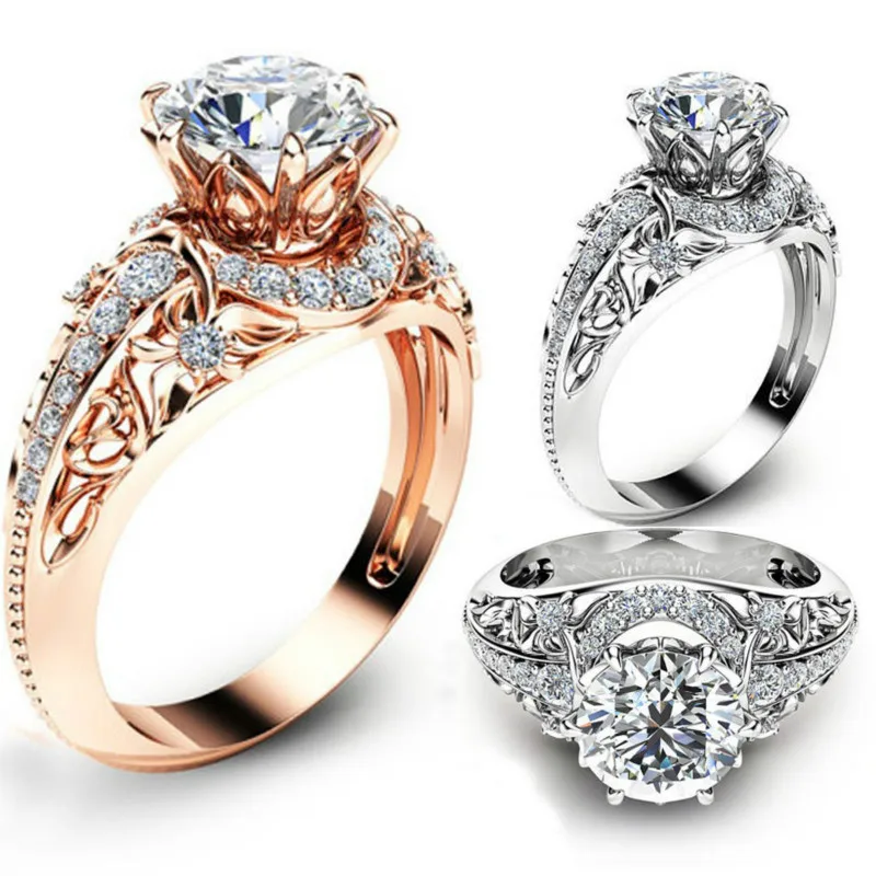 

2021 Natural Diamond 18K Solid Gold Morganite Bling Non Tarnish Copper Rings Spinner Citrine Ring