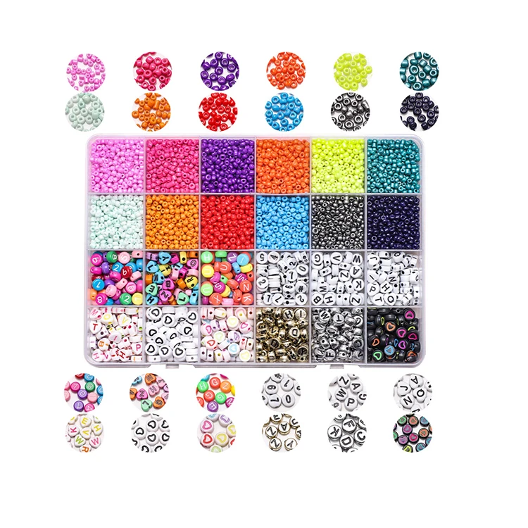 

Alphabet Letter Beads 24 cells Glass Seed Beads DIY Bracelet Making seed beads for jewelry making, Choose colors