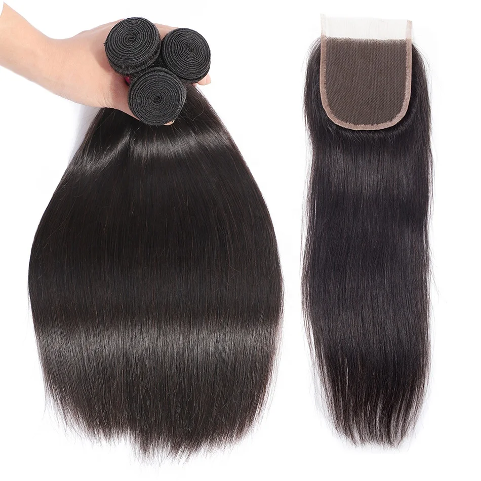 

Factory wholesale 10A grade 100% cuticle aligned virgin human unprocessed raw brazilian hair weave bundles with lace closure