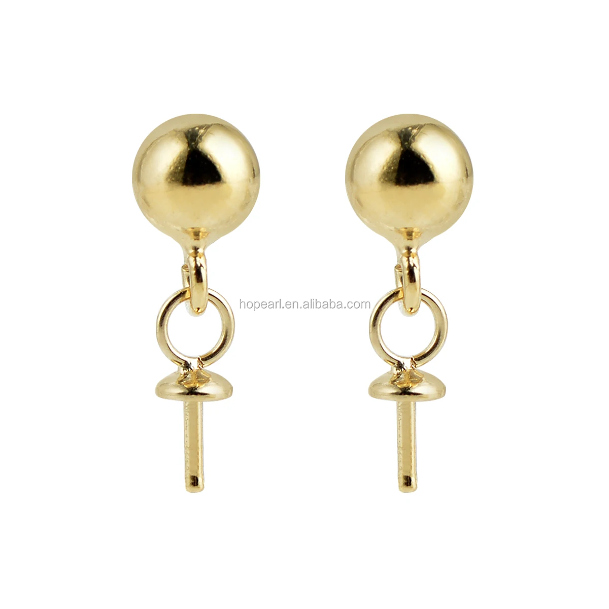 

SSE459 Gold Vermeil 925 Sterling Silver Post Stud Earrings Findings 5mm Ball Dot Earrings Components