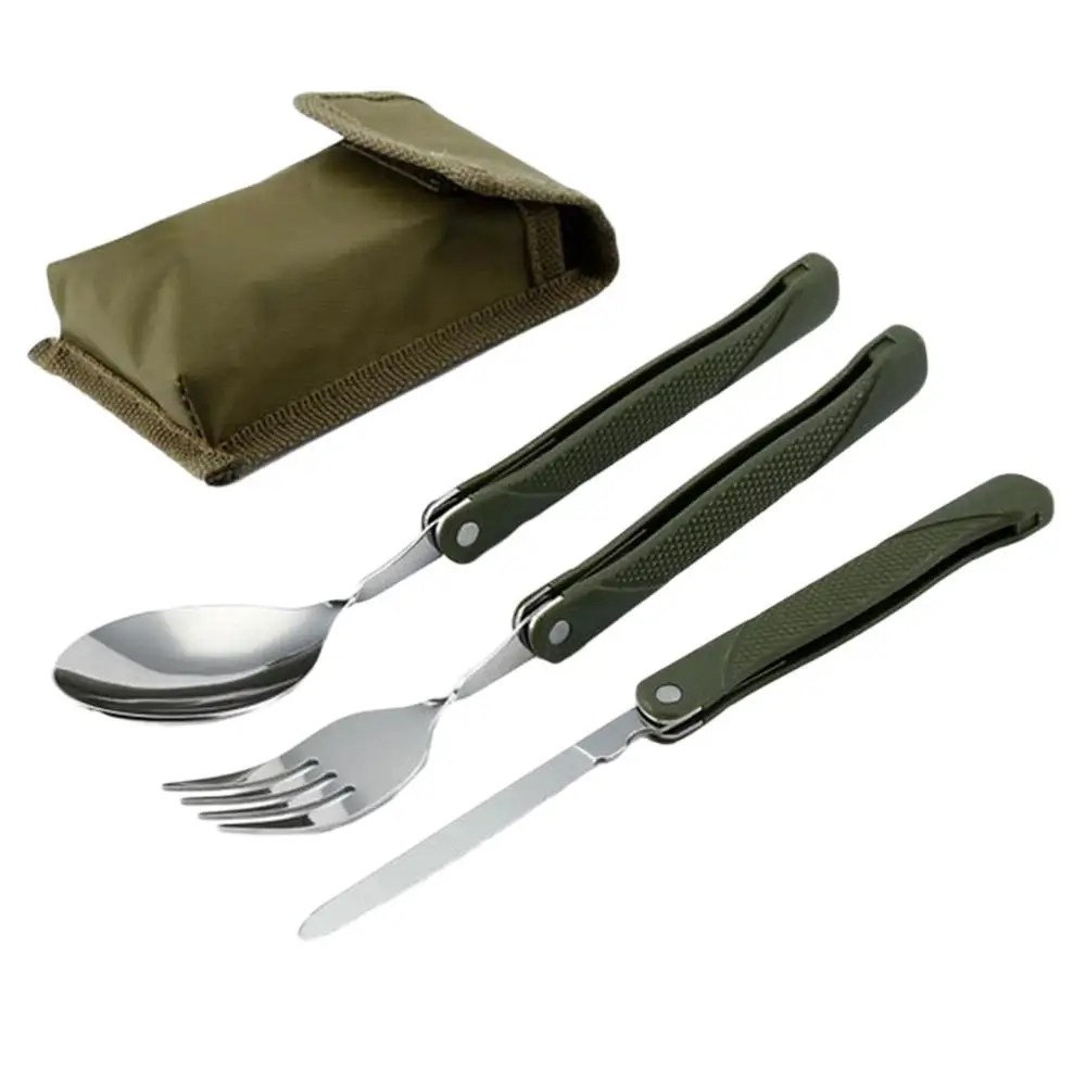 

Free Shipping Portable Mini Tableware Set outdoor Tool Folding Cutlery Set with Spoon Fork Knives for Camping Outdoor Picnic