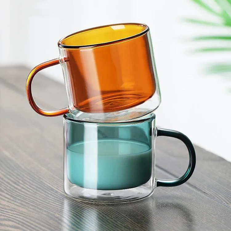 

Nordic high borosilicate glass coffee water cup double-wall heat insulation christmas mug 2022, Solid