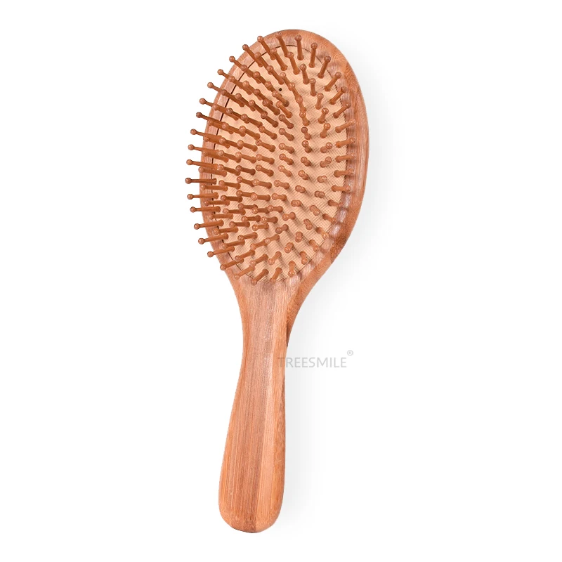 

Natural Hair Brush Bamboo Pin + Bamboo Handle Brand customization hair brush custom Logo Massage Scalp Air Cushion Treesmile, Same as picture (natural wood color)