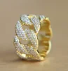 Hot new products for 2017 micro pave clear cz wide cuban chain style hip hop bling silver 925 silver men's ring
