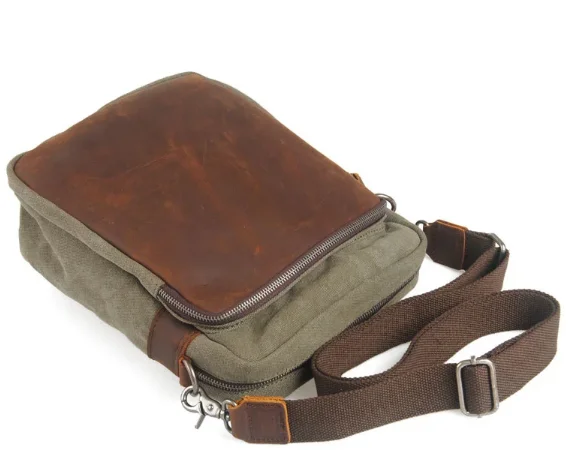 Canvas Vintage High Quality Male Bag Leather Design Canvas Leisure Shoulder Bags