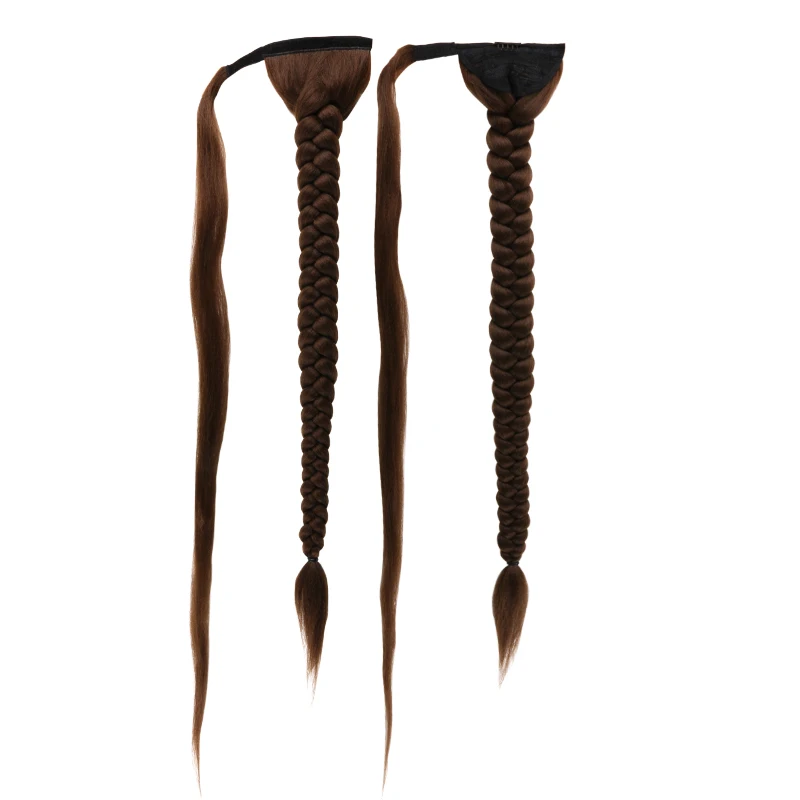 LW-94QT 30inch Super Long Wrap Around Box Braided Clip in Synthetic Hair Heat Resistant Straight Yaki Style Ponytail