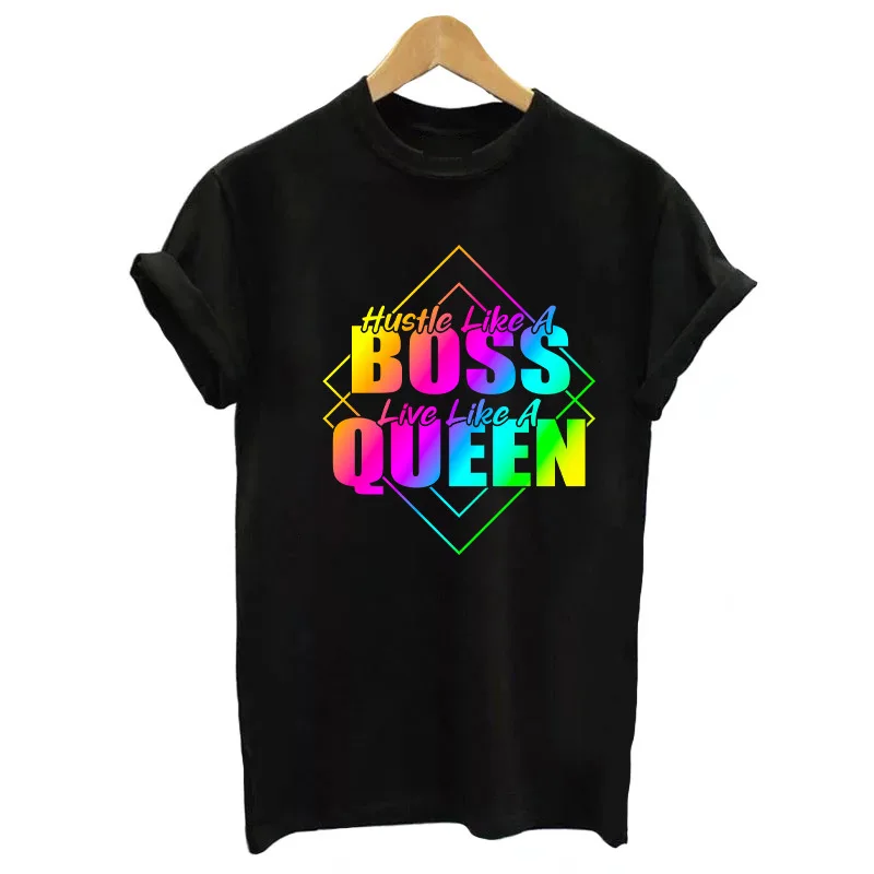 

New Hot Sale Fashion Black Round Neck Women's Girl Black Graphic T-shirt Women's Printed T-shirt woman clothes