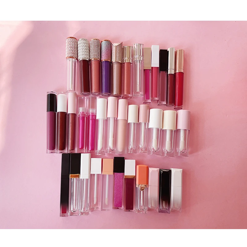 

Hot Selling 42 Colors Shimmer Lip Gloss Private Label Custom Logo Shiny Glitter Clear Lipgloss with many tubes, 31 colors