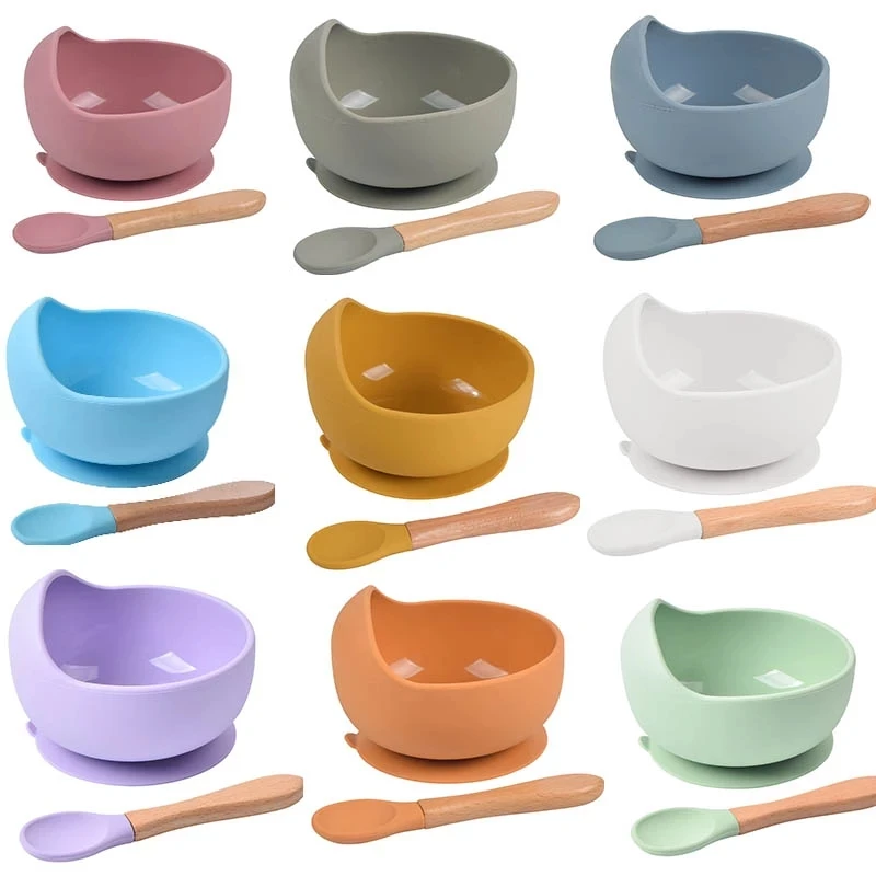 

2021 New Design Bpa Free Food Grade Feeding Baby Suction Bowl Silicone Bowl
